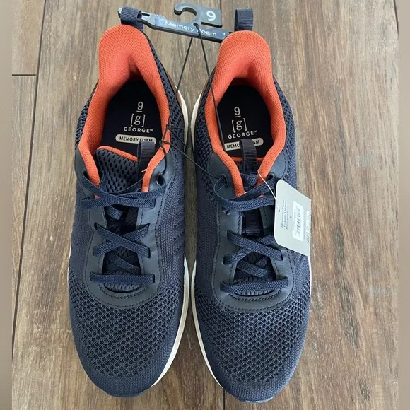 George Navy & Orange knit casual shoes Breathable Mesh & Memory Foam size 9 NWT - Picture 3 of 15